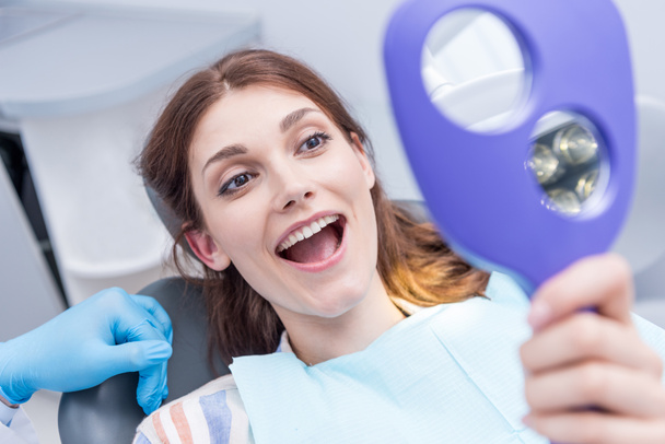 stock photo woman in dental clinic